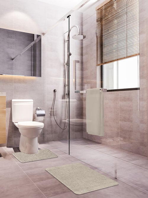 Guy levasseur - lot de 2 tapis de bain polyester 50x80cm + contour 50x40cm - Kiabi Guy levasseur - lot de 2 tapis de bain polyester 50x80cm + contour 50x40cm - Kiabi