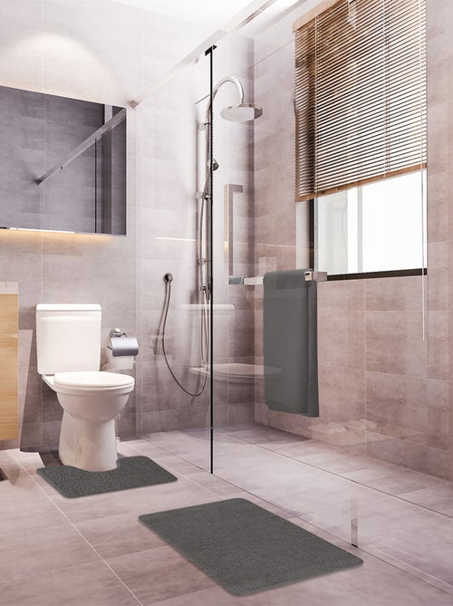 Guy levasseur - lot de 2 tapis de bain polyester 50x80cm + contour 50x40cm - Kiabi Guy levasseur - lot de 2 tapis de bain polyester 50x80cm + contour 50x40cm - Kiabi