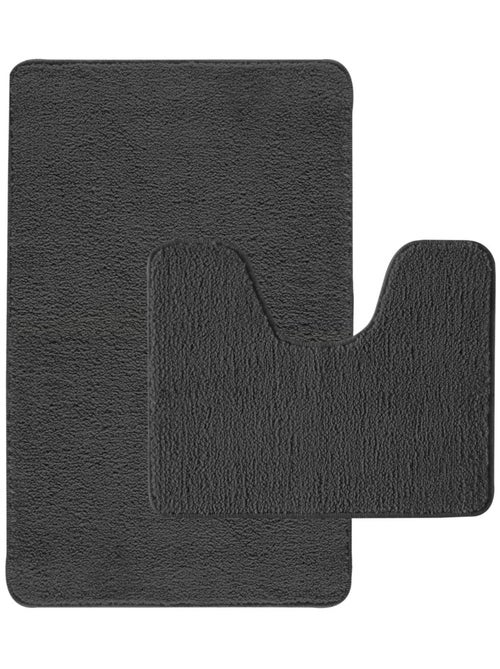Guy levasseur - lot de 2 tapis de bain polyester 50x80cm + contour 50x40cm - Kiabi Guy levasseur - lot de 2 tapis de bain polyester 50x80cm + contour 50x40cm - Kiabi
