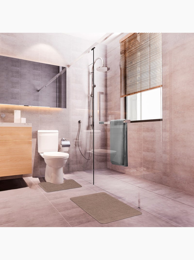 Guy levasseur - lot de 2 tapis de bain polyester 50x80cm + contour 50x40cm Taupe - Kiabi