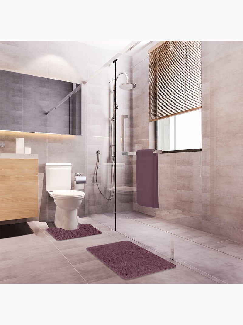 Guy levasseur - lot de 2 tapis de bain polyester 50x80cm + contour 50x40cm Violet - Kiabi