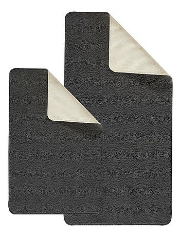 Guy Levasseur - Lot de 2 tapis de bain polyester 60x120cm + 50x80cm chocolat