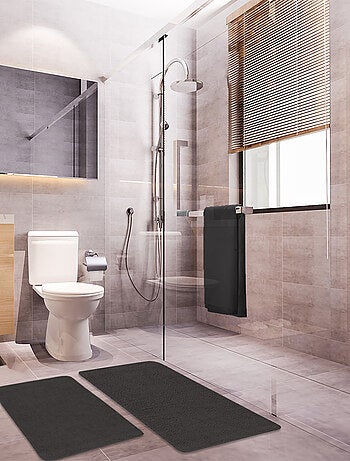 Guy Levasseur - Lot de 2 tapis de bain polyester 60x120cm + 50x80cm chocolat