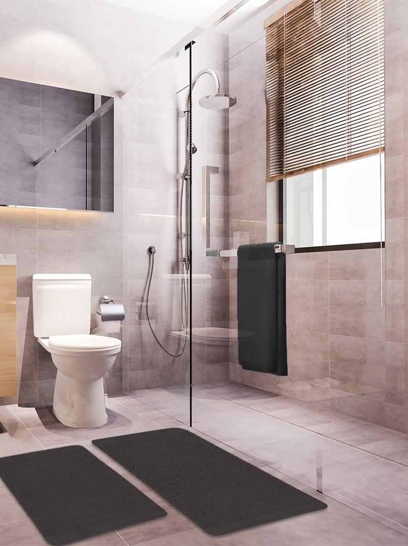 Guy Levasseur - Lot de 2 tapis de bain polyester 60x120cm + 50x80cm chocolat Marron chocolat - Kiabi