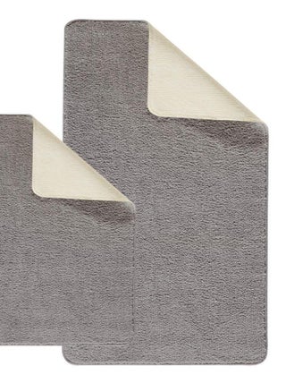 Guy Levasseur - Lot de 2 tapis de bain polyester  60x120cm + 50x80cm gris