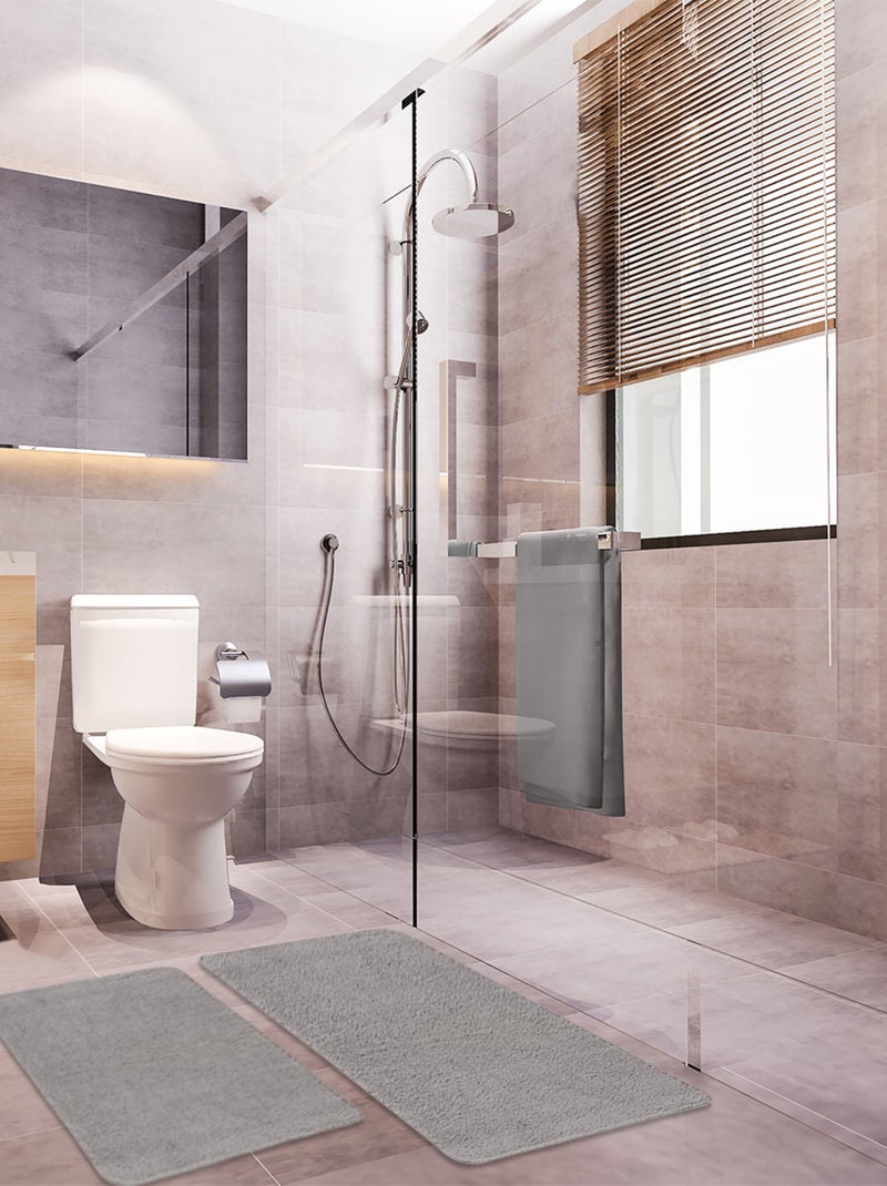 Guy Levasseur - Lot de 2 tapis de bain polyester 60x120cm + 50x80cm gris Gris - Kiabi