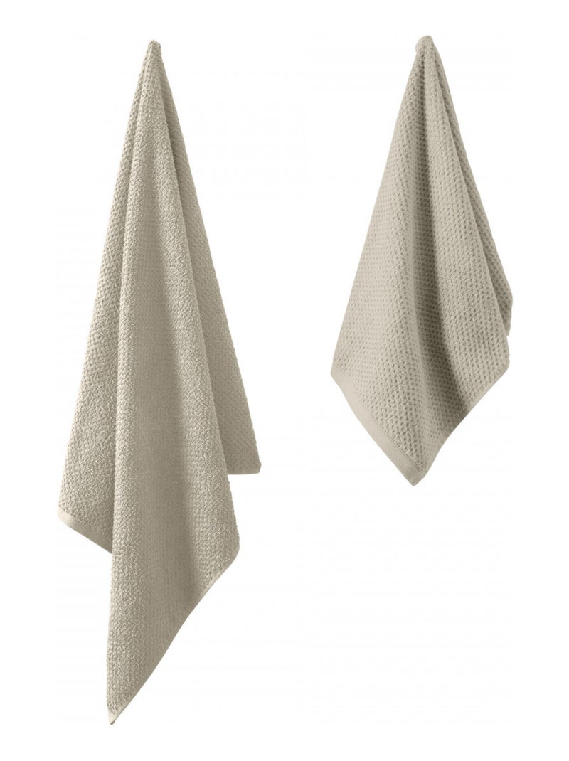 Guy Levasseur - Lot serviette de bain 70x140 et serviette de toilette 50x90 Beige - Kiabi