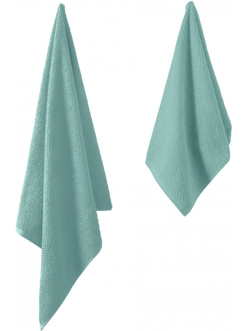 Guy Levasseur - Lot serviette de bain 70x140 et serviette de toilette 50x90 Bleu lagon - Kiabi