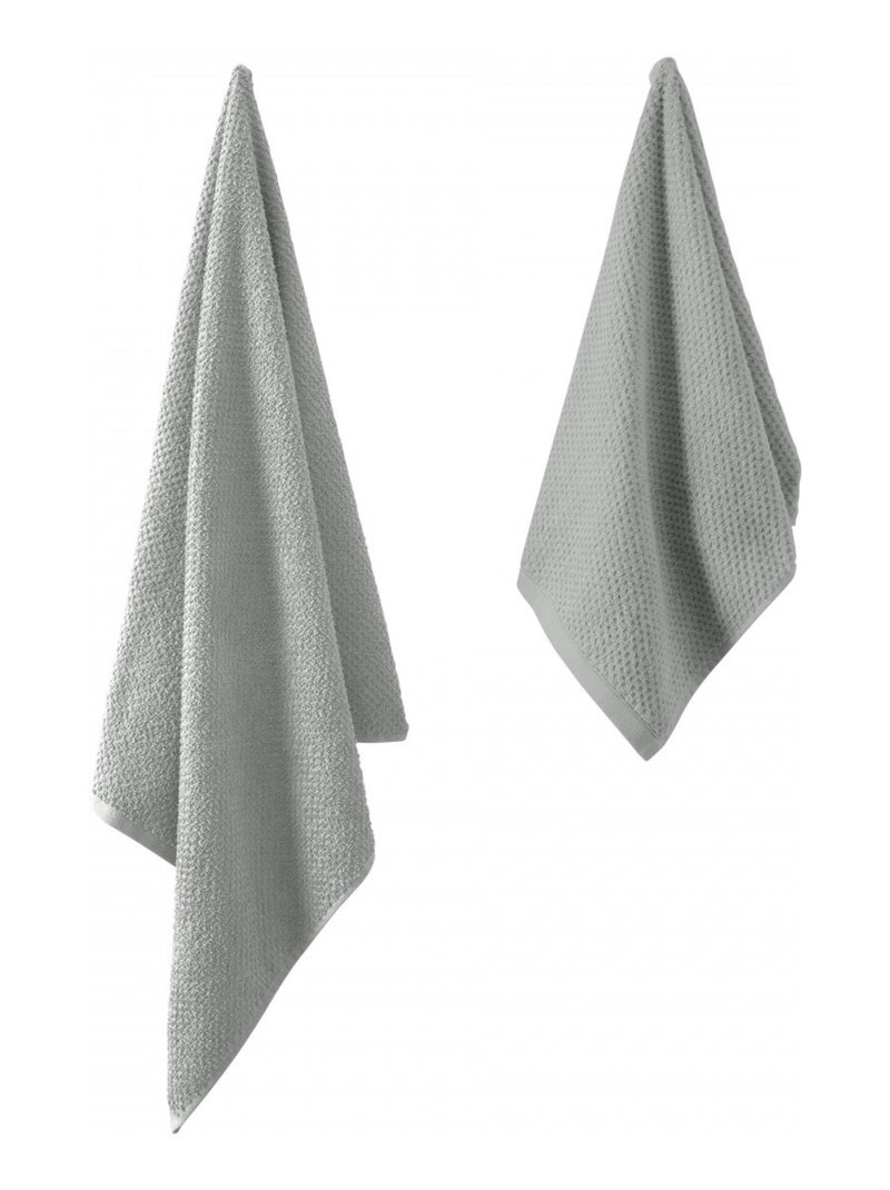 Guy Levasseur - Lot serviette de bain 70x140 et serviette de toilette 50x90 Gris - Kiabi