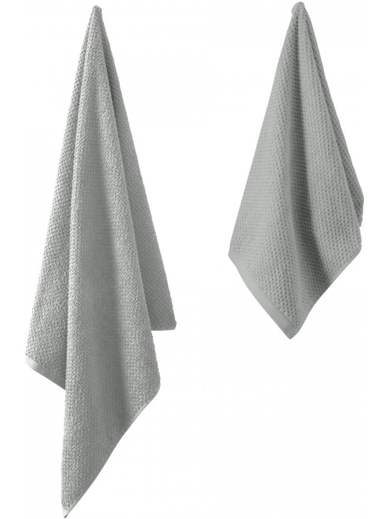 Guy Levasseur - Lot serviette de bain 70x140 et serviette de toilette 50x90 Gris foncé - Kiabi