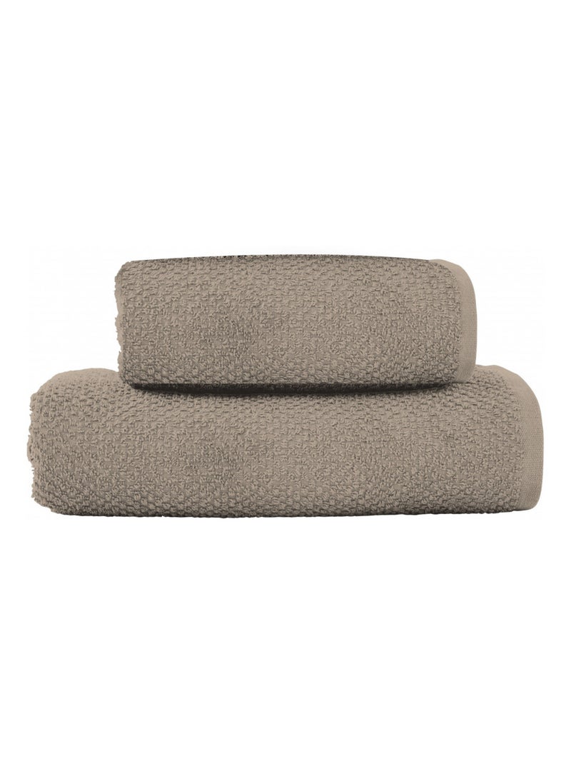 Guy Levasseur - Lot serviette de bain 70x140 et serviette de toilette 50x90 Gris taupe - Kiabi