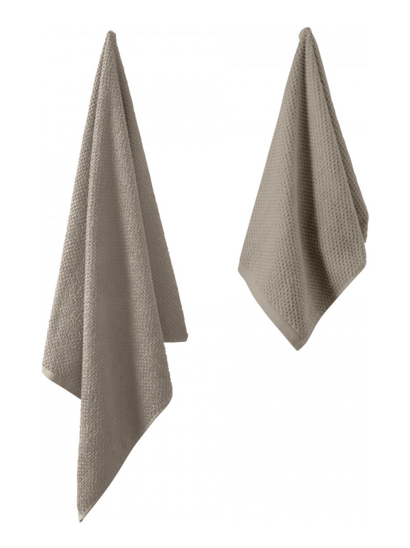 Guy Levasseur - Lot serviette de bain 70x140 et serviette de toilette 50x90 Gris taupe - Kiabi