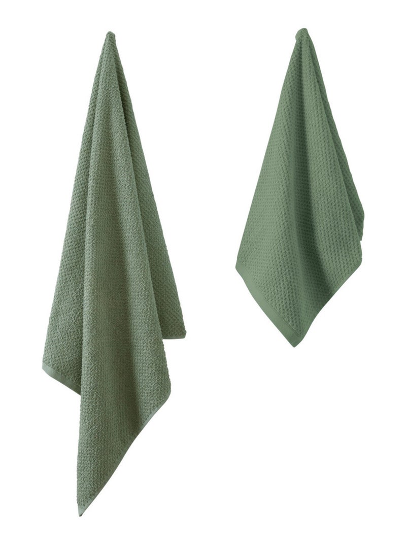 Guy Levasseur - Lot serviette de bain 70x140 et serviette de toilette 50x90 Vert d'eau - Kiabi