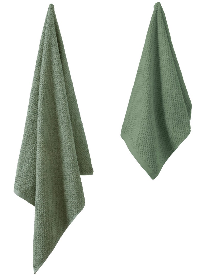 Guy Levasseur - Lot serviette de bain 70x140 et serviette de toilette 50x90 Vert Sauge - Kiabi