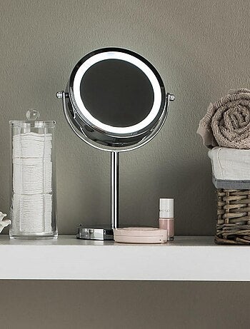 Guy Levasseur - Miroir grossissant en métal inox à LED