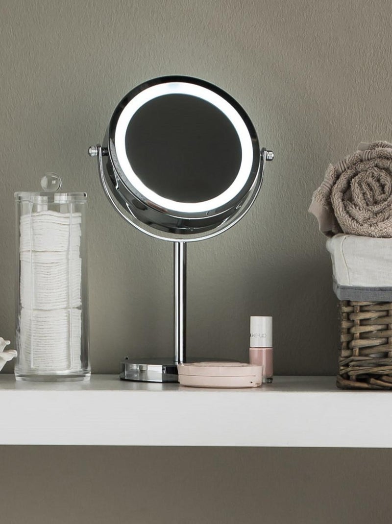 Guy Levasseur - Miroir grossissant en métal inox à LED Gris - Kiabi