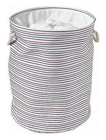 Guy Levasseur - Panier à linge pliable rayé en polycoton