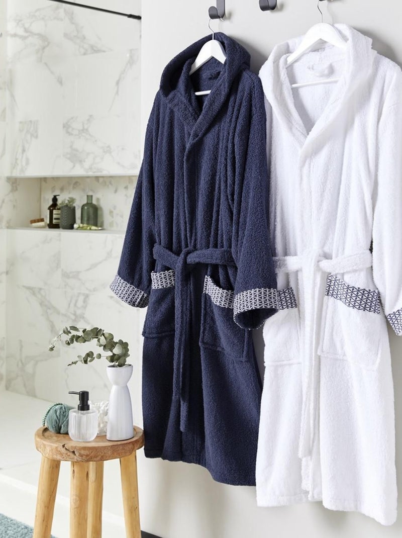 Guy Levasseur - Peignoir adulte en coton éponge et broderie Bleu pétrole - Kiabi