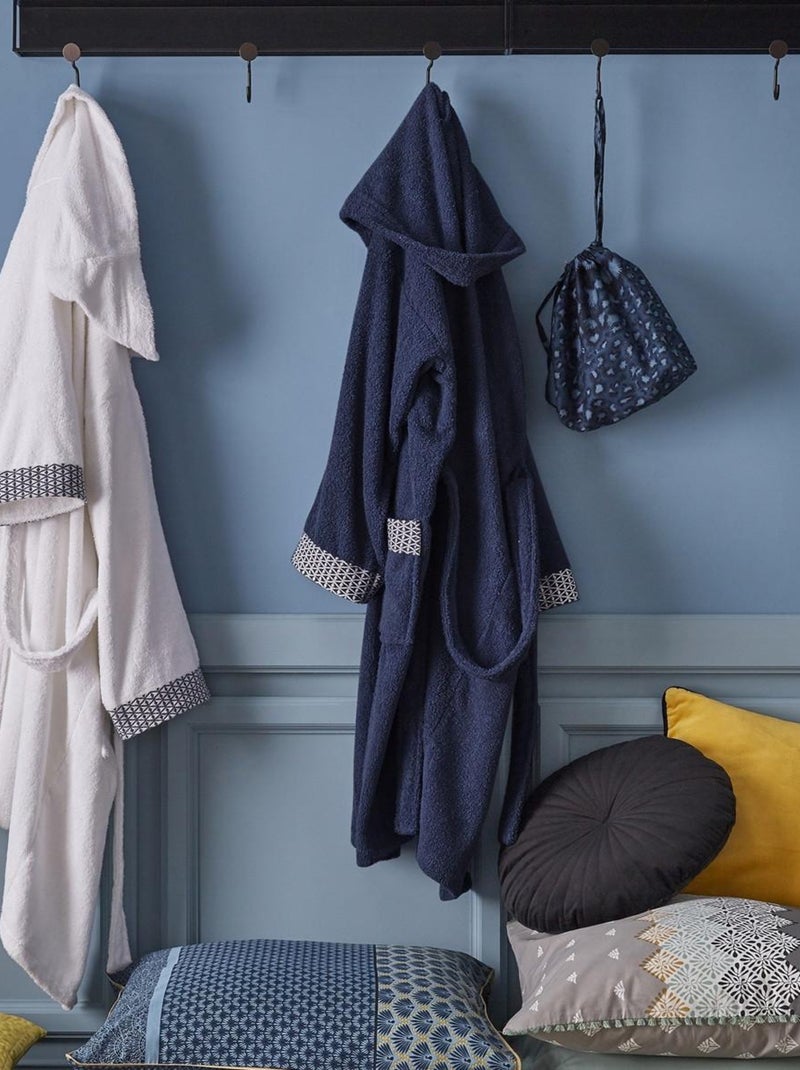 Guy Levasseur - Peignoir adulte en coton éponge et broderie Bleu pétrole - Kiabi