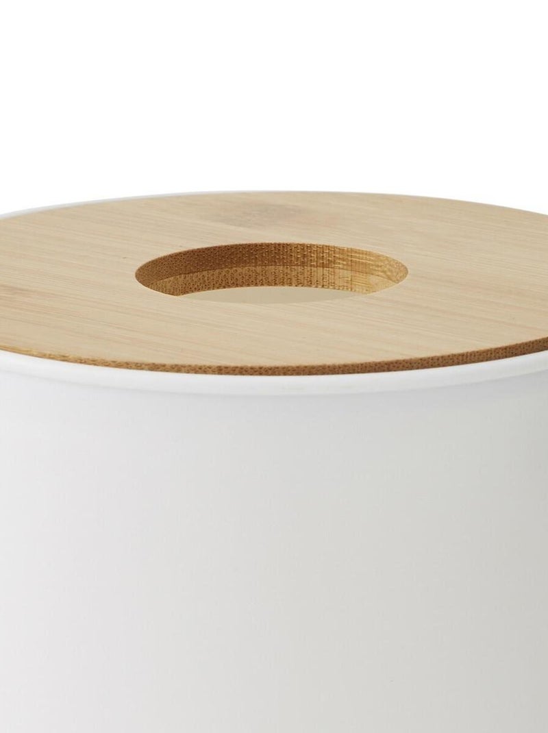 Guy Levasseur - Poubelle à coton couvercle bambou 1.5L Blanc - Kiabi