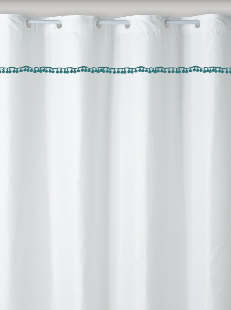 Guy Levasseur - Rideau de douche imprimé pompons en polyester Noir Vert Bleu - Kiabi