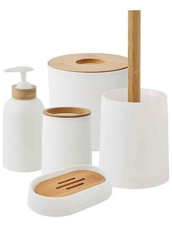 Guy Levasseur - Set de salle de bain 28x31x31cm uni 5 pièces en bambou blanc