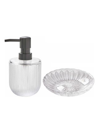 Guy Levasseur - Set de salle de bain 9x9x14cm 2 pièces en verre transparent