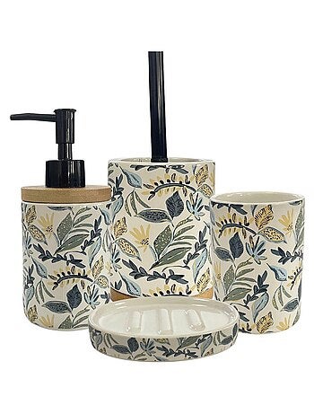 Guy Levasseur - Set salle de bain végétal 3 pièces céramique bleu