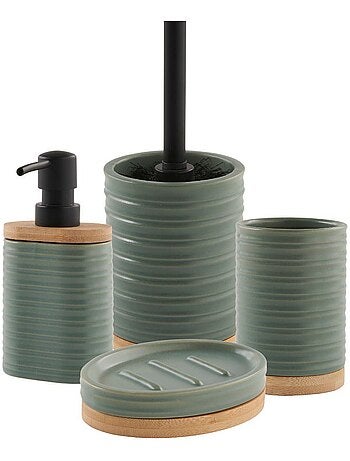 Guy Levasseur - Set salle de bain strié 3 pièces céramique vert sauge