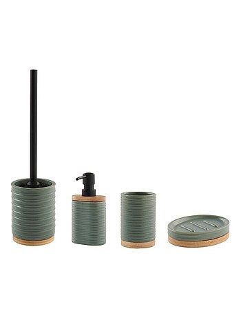 Guy Levasseur - Set salle de bain strié 3 pièces céramique vert sauge