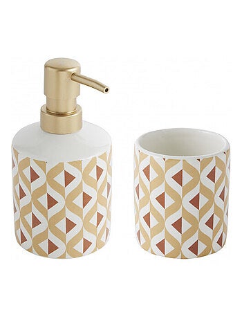 Guy Levasseur - Set salle de bain 2 pièces distributeur céramique marron