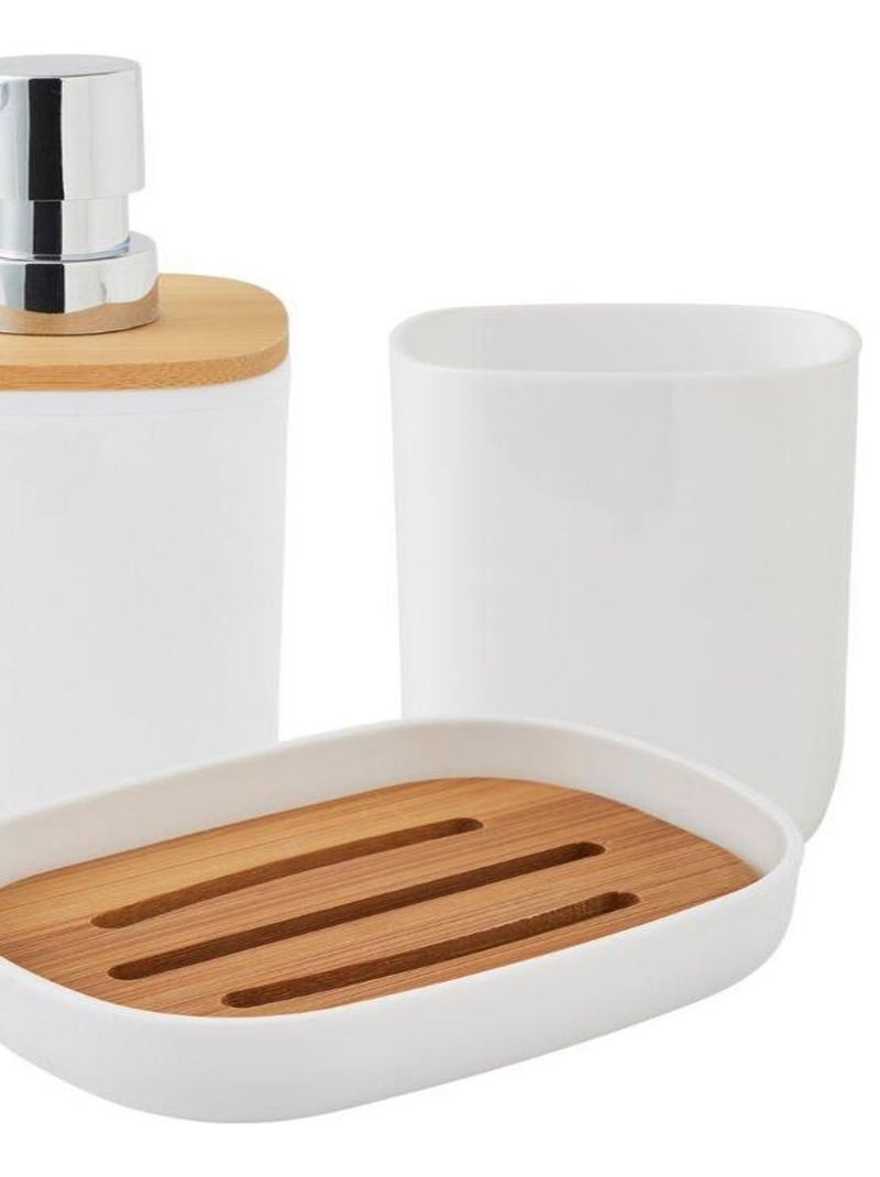 Guy Levasseur - Set salle de bain 3 pièces uni en bambou blanc Blanc - Kiabi