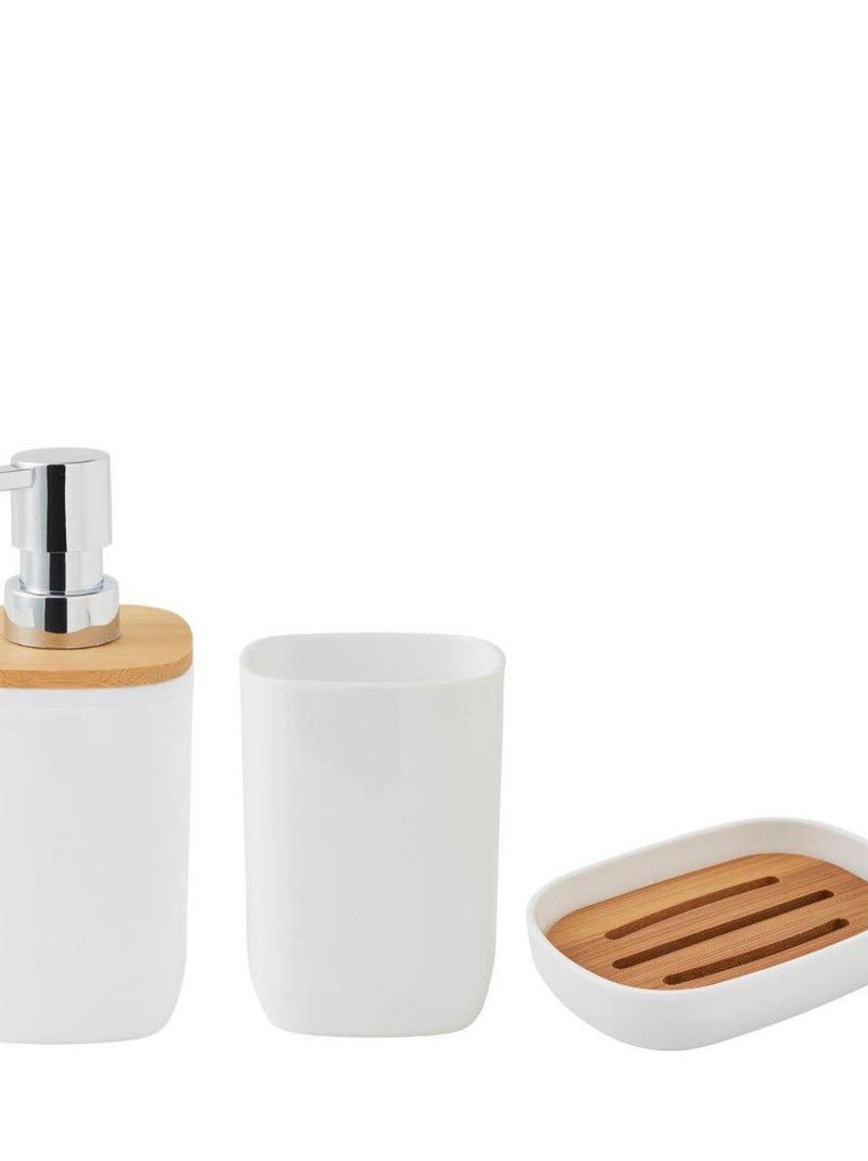 Guy Levasseur - Set salle de bain 3 pièces uni en bambou blanc Blanc - Kiabi