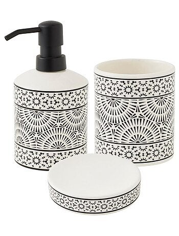 Guy Levasseur - Set salle de bain à motifs 3 pièces porcelaine blanc