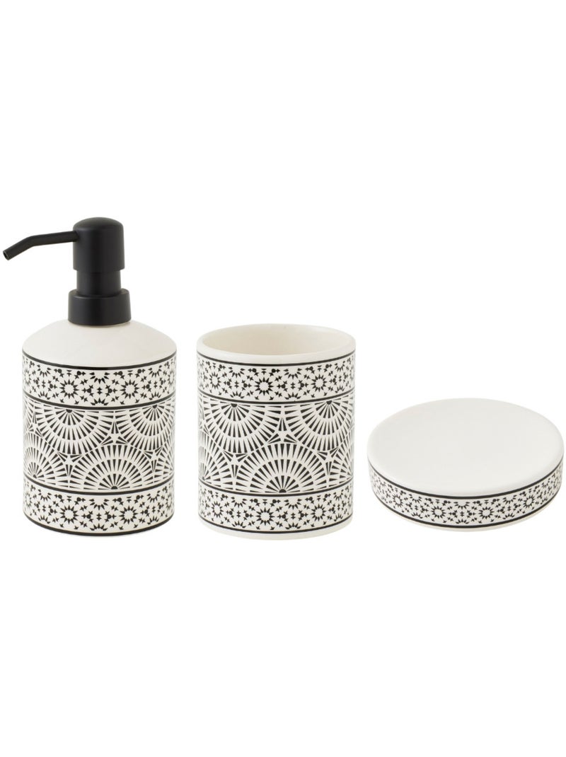 Guy Levasseur - Set salle de bain à motifs 3 pièces porcelaine blanc Blanc Noir Blanc - Kiabi