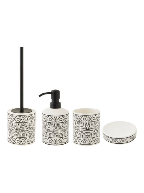 Guy Levasseur - Set salle de bain à motifs 4 pièces porcelaine Noir et blanc - Kiabi