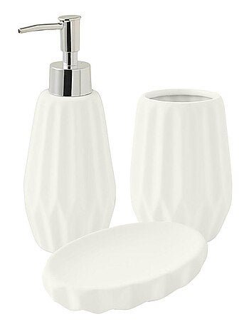 Guy Levasseur - Set salle de bain à relief 3 pièces céramique blanc