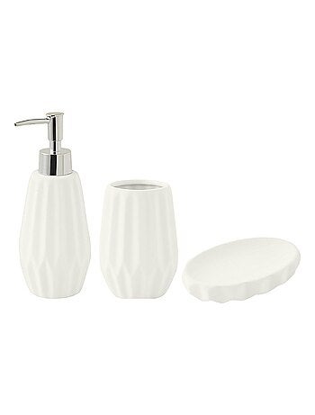 Guy Levasseur - Set salle de bain à relief 3 pièces céramique blanc