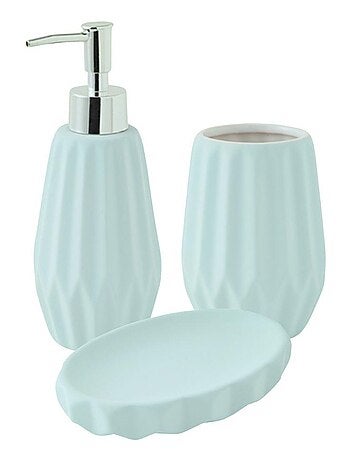 Guy Levasseur - Set salle de bain à relief 3 pièces céramique bleu