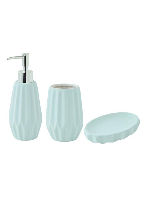 Guy Levasseur - Set salle de bain à relief 3 pièces céramique bleu - Kiabi