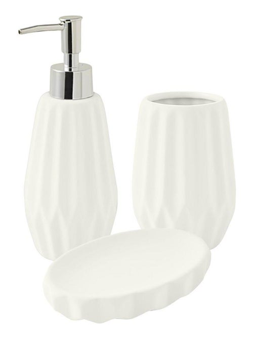 Guy Levasseur - Set salle de bain à relief 3 pièces céramique #ffffff - Kiabi
