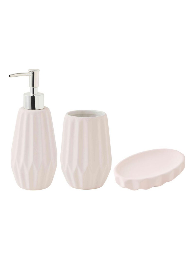 Guy Levasseur - Set salle de bain à relief 3 pièces céramique rose poudré Rose pâle - Kiabi