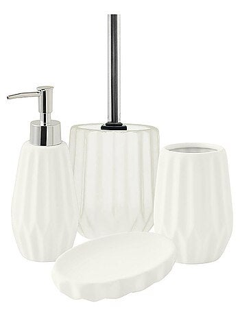 Guy Levasseur - Set salle de bain à relief 4 pièces céramique blanc