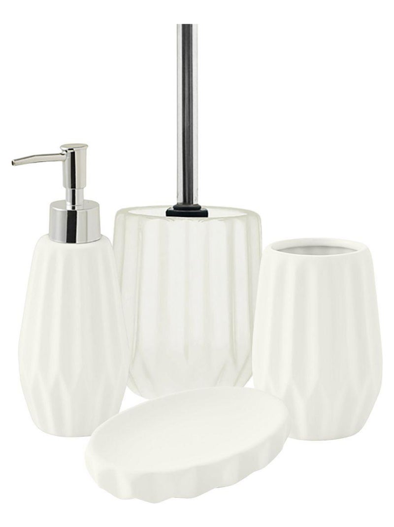 Guy Levasseur - Set salle de bain à relief 4 pièces céramique blanc Blanc - Kiabi