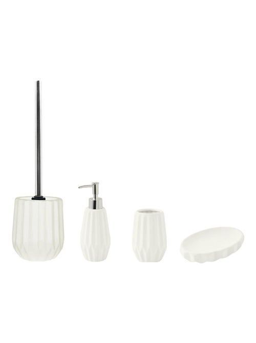 Guy Levasseur - Set salle de bain à relief 4 pièces céramique blanc - Kiabi