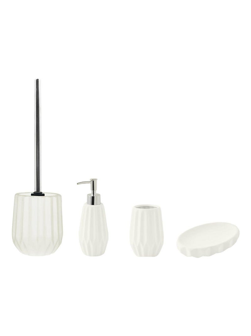 Guy Levasseur - Set salle de bain à relief 4 pièces céramique blanc Blanc - Kiabi