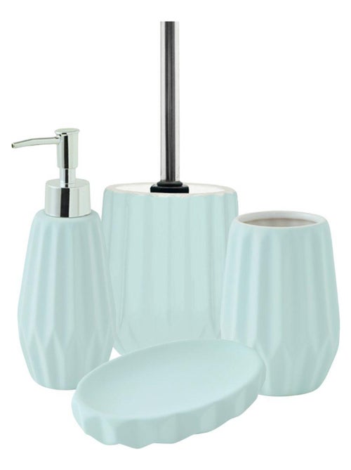 Guy Levasseur - Set salle de bain à relief 4 pièces céramique bleu - Kiabi