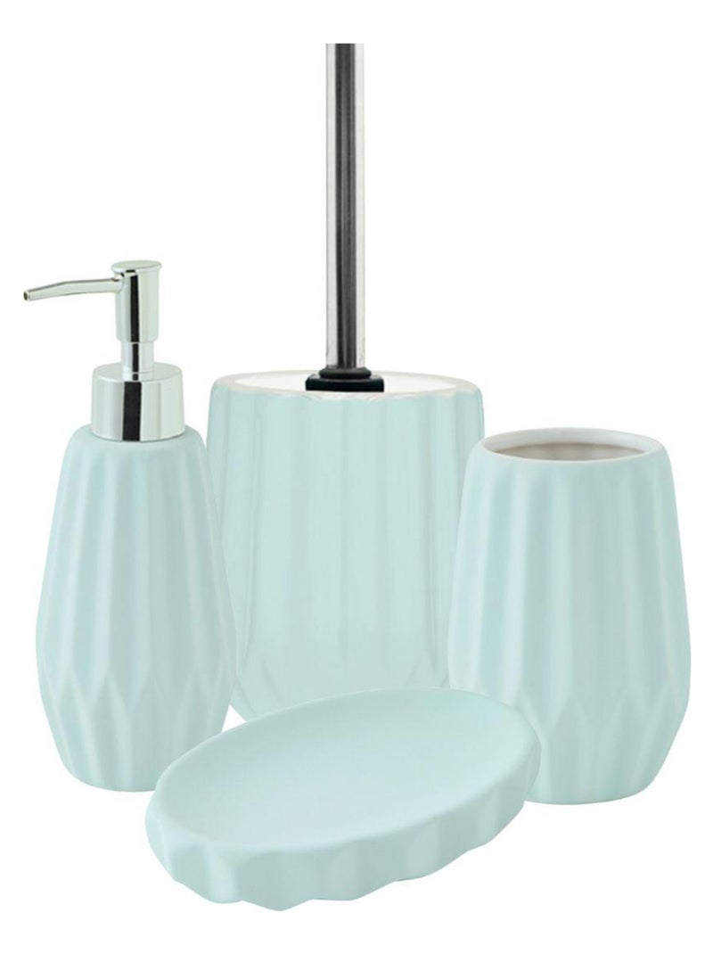 Guy Levasseur - Set salle de bain à relief 4 pièces céramique bleu Bleu - Kiabi