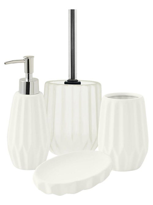 Guy Levasseur - Set salle de bain à relief 4 pièces céramique #ffffff - Kiabi Guy Levasseur - Set salle de bain à relief 4 pièces céramique #ffffff - Kiabi