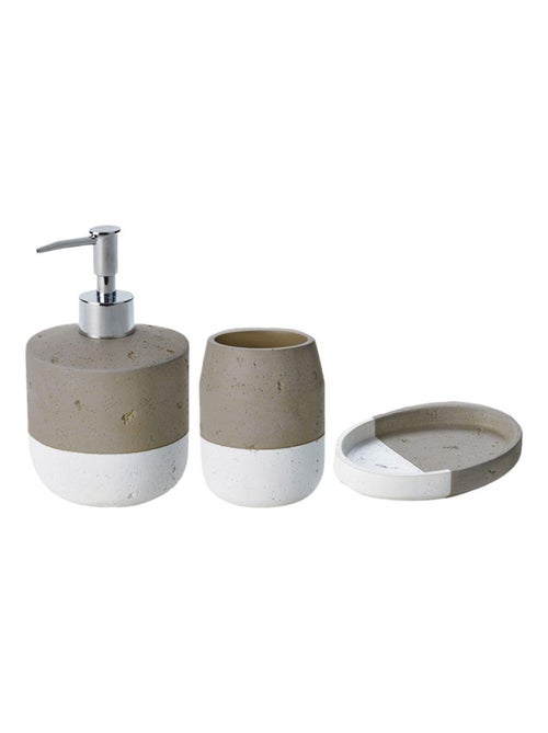 Guy Levasseur - Set salle de bain bicolore 3 pièces céramique taupe - Kiabi